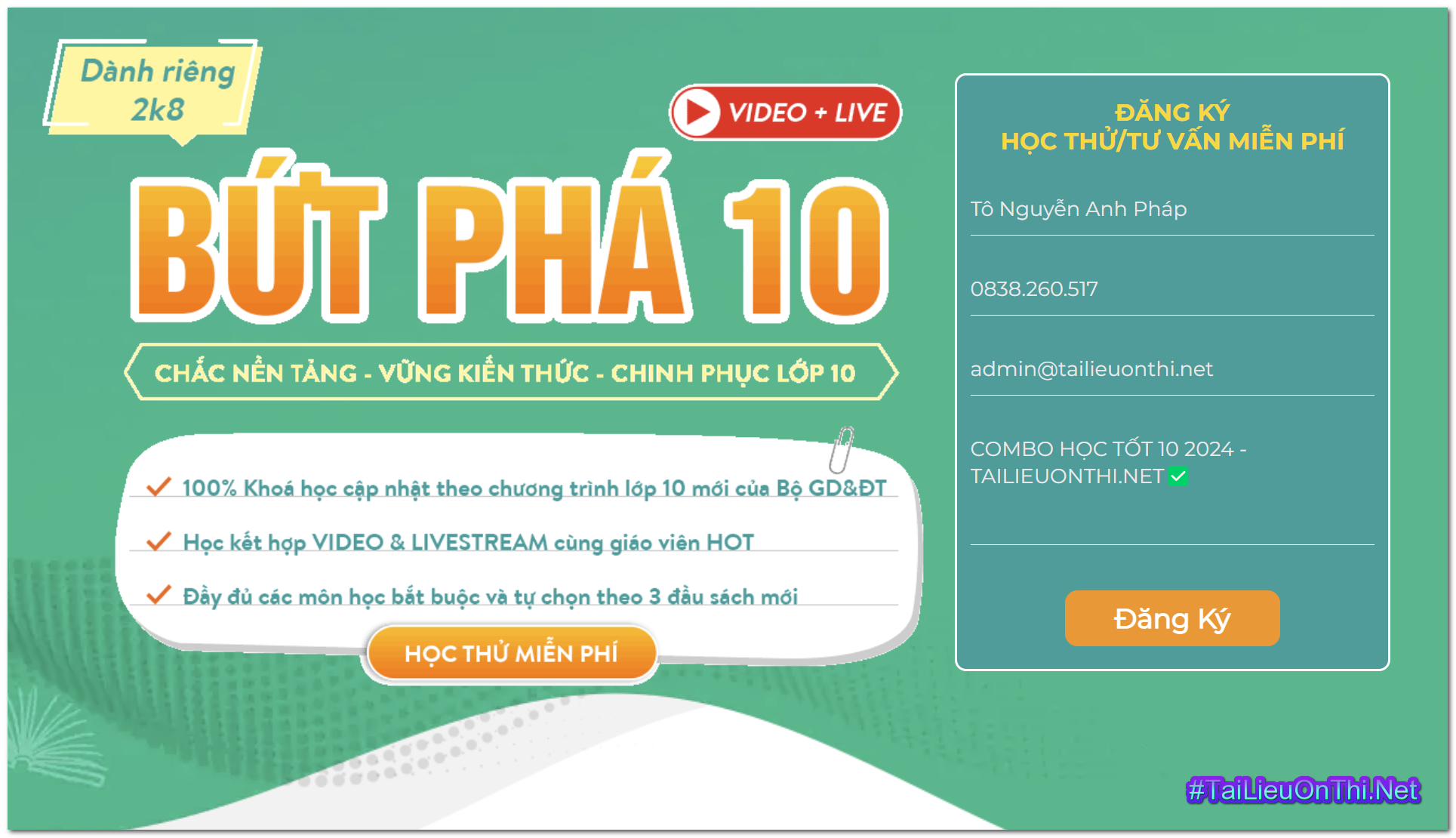 COMBO HS10 2024 2K8 - FULL KHOÁ HỌC TỐT LỚP 10 2024